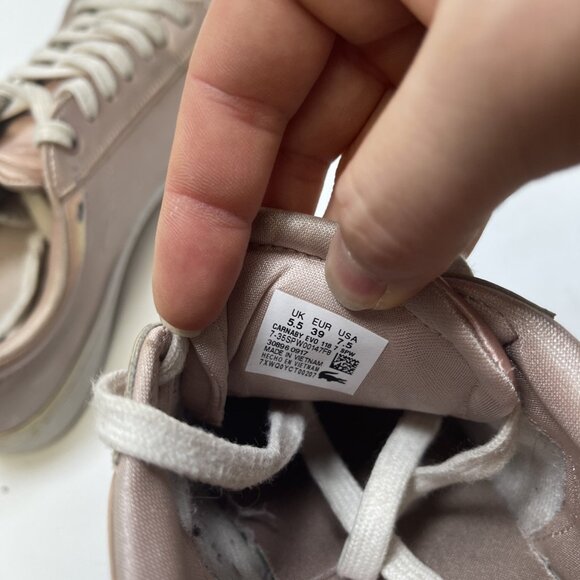 Lacoste Carnaby EVO Metallic Light Pink Sneakers Preppy Womens Size 7.5 US - Picture 13 of 14